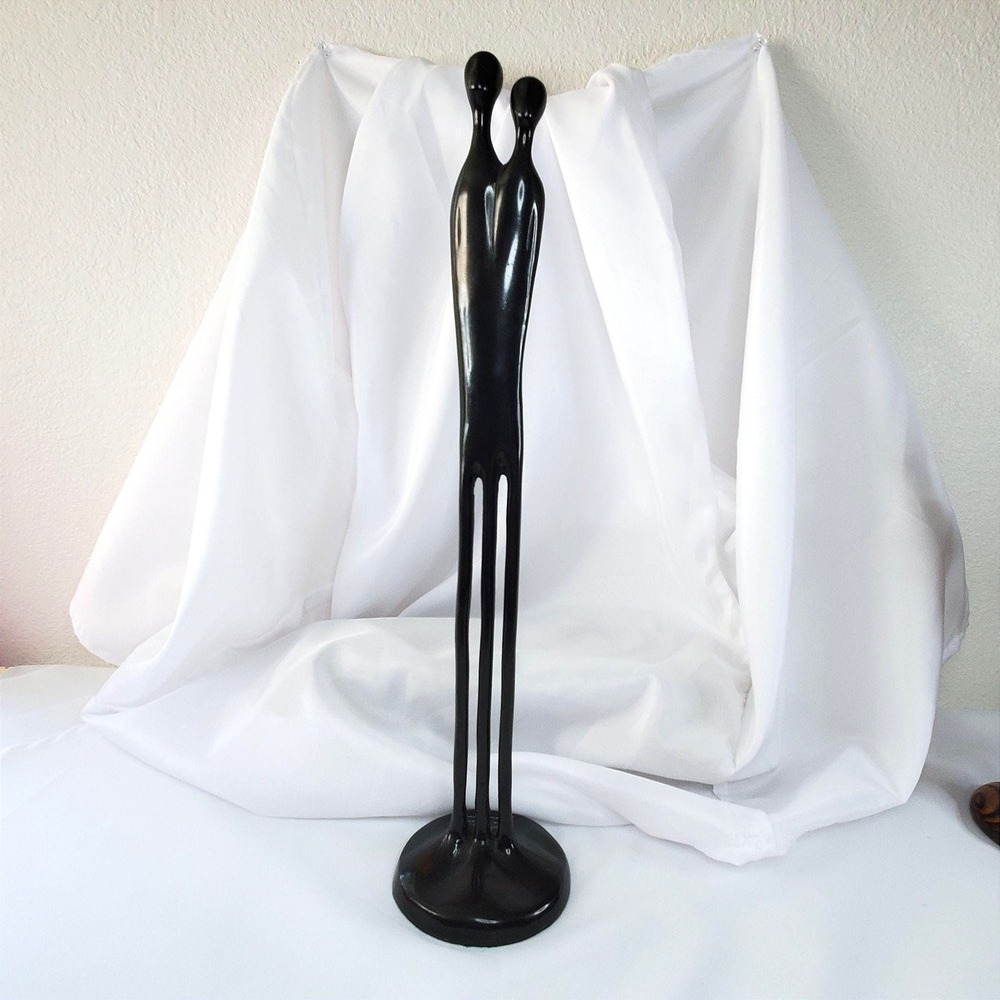 Louise Hederstrom Couple Statue, Two Become One, Bronze Modernist Human Figure